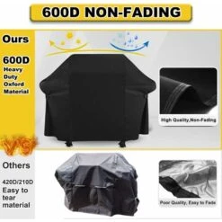 Housse Barbecue, Bache Barbecue Exterieur 100% Impermeable - Housse Pour Barbecue 600D Tissu Oxford Ne Se Décolore Pas Bâche Barbecue Housse Plancha Pour Weber Char Broil (152x124x75CM) -Jardin Calme Soldes Magasin 88337254 4