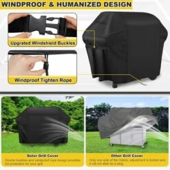 Housse Barbecue, Bache Barbecue Exterieur 100% Impermeable - Housse Pour Barbecue 600D Tissu Oxford Ne Se Décolore Pas Bâche Barbecue Housse Plancha Pour Weber Char Broil (152x124x75CM) -Jardin Calme Soldes Magasin 88337254 5