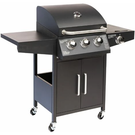 Barbecue à Gaz - 3 Brûleurs - 55 X 129 X 100 Cm - Métal - Noir - MaxxGarden 3 Barbecue à Gaz - 3 Brûleurs - 55 X 129 X 100 Cm - Métal - Noir - MaxxGarden