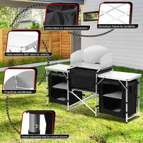 SWANEW Cuisine De Camping 3 Compartiments - Meuble De Rangement Cuisine, Meuble Camping 5 SWANEW Cuisine De Camping 3 Compartiments - Meuble De Rangement Cuisine, Meuble Camping – Image 3