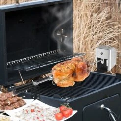 Barbecue électrique Set De Brochettes Pour Grill 107cm BBQ Tourne Broche En Acier Inoxydable Avec Electrique Avec Moteur, 2xbrochettes Aiguilles HENGMEI -Jardin Calme Soldes Magasin 90040823 5