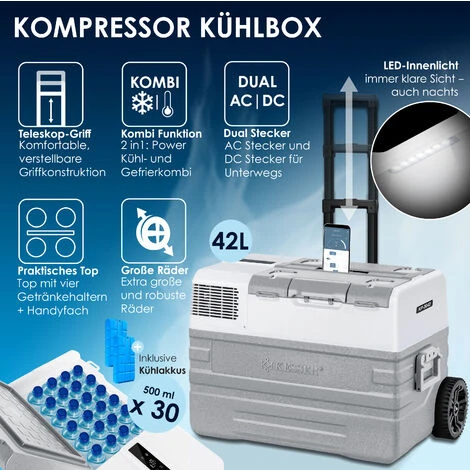 KESSER® Glacière à Compresseur électrique Glacière De Congélation, Avec Commande Via Application, Raccordement USB 12/24 V, 230 V, Avec Tige Télescopique, Roues Réfrigérateur Avec Une Réfrigération 4 KESSER® Glacière à Compresseur électrique Glacière De Congélation, Avec Commande Via Application, Raccordement USB 12/24 V, 230 V, Avec Tige Télescopique, Roues Réfrigérateur Avec Une Réfrigération – Image 2