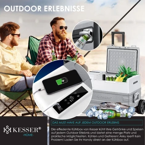 KESSER® Glacière à Compresseur électrique Glacière De Congélation, Avec Commande Via Application, Raccordement USB 12/24 V, 230 V, Avec Tige Télescopique, Roues Réfrigérateur Avec Une Réfrigération 5 KESSER® Glacière à Compresseur électrique Glacière De Congélation, Avec Commande Via Application, Raccordement USB 12/24 V, 230 V, Avec Tige Télescopique, Roues Réfrigérateur Avec Une Réfrigération – Image 3