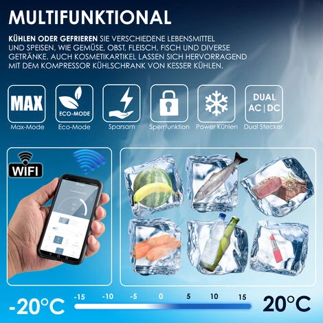 KESSER® Glacière à Compresseur électrique Glacière De Congélation, Avec Commande Via Application, Raccordement USB 12/24 V, 230 V, Avec Tige Télescopique, Roues Réfrigérateur Avec Une Réfrigération 6 KESSER® Glacière à Compresseur électrique Glacière De Congélation, Avec Commande Via Application, Raccordement USB 12/24 V, 230 V, Avec Tige Télescopique, Roues Réfrigérateur Avec Une Réfrigération – Image 4