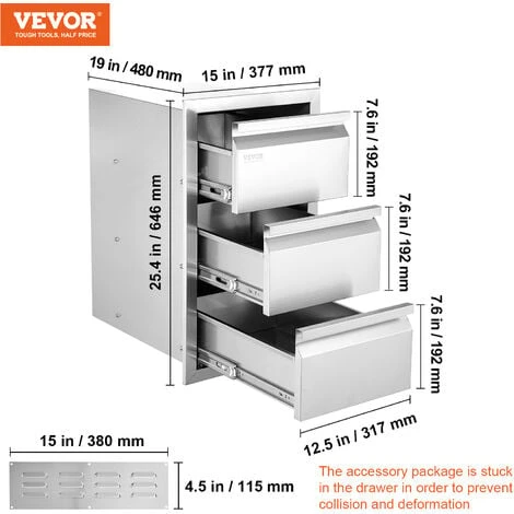VEVOR Tiroir INOX De Cuisine DeExterieur A 3 Espaces De Tiroirs De Rangement En Acier Inoxydable 49x38x67cm Commode Pour Cuisiner A LExterieur Faire Un Barbecue Ranger Les Ustensiles De Cuisine 4 VEVOR Tiroir INOX De Cuisine DeExterieur A 3 Espaces De Tiroirs De Rangement En Acier Inoxydable 49x38x67cm Commode Pour Cuisiner A LExterieur Faire Un Barbecue Ranger Les Ustensiles De Cuisine – Image 2