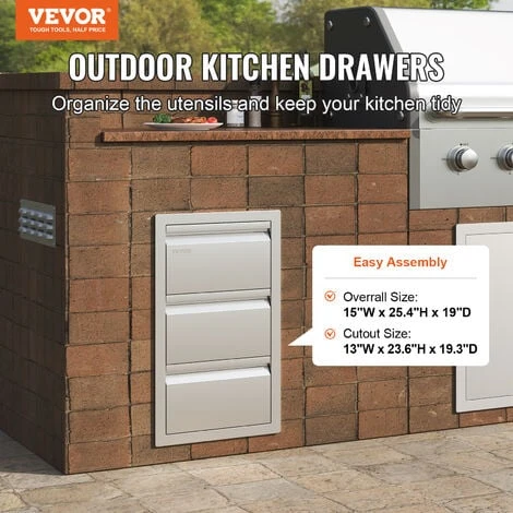VEVOR Tiroir INOX De Cuisine DeExterieur A 3 Espaces De Tiroirs De Rangement En Acier Inoxydable 49x38x67cm Commode Pour Cuisiner A LExterieur Faire Un Barbecue Ranger Les Ustensiles De Cuisine 5 VEVOR Tiroir INOX De Cuisine DeExterieur A 3 Espaces De Tiroirs De Rangement En Acier Inoxydable 49x38x67cm Commode Pour Cuisiner A LExterieur Faire Un Barbecue Ranger Les Ustensiles De Cuisine – Image 3