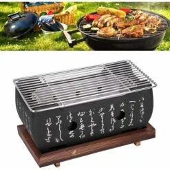 Barbecue Charbon Japonais,barbecue De Table Portable Avec Plaque De Base,cendrier,plaque De Charbon De Bois,filet De Barbecue,cuisinire Barbecue En Aluminium Pour Intrieur Et Extrieur -Jardin Calme Soldes Magasin 91851776 4