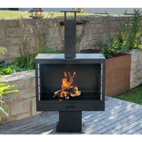 Westmann Acier Barbecue Foyer De Jardin Noir 41x90x160 Cm 7 Westmann Acier Barbecue Foyer De Jardin Noir 41x90x160 Cm – Image 5