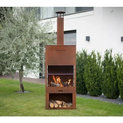 Westmann Acier Barbecue Foyer De Jardin Rouille 70x41x229 Cm 5 Westmann Acier Barbecue Foyer De Jardin Rouille 70x41x229 Cm – Image 3
