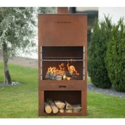 Westmann Acier Barbecue Foyer De Jardin Rouille 70x41x229 Cm 11 Westmann Acier Barbecue Foyer De Jardin Rouille 70x41x229 Cm -Jardin Calme Soldes Magasin 93899450 5