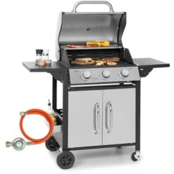 Klarstein Barbecue Gaz Camping 3 Brûleurs à Gaz, Plancha Au Gaz 3 Anneaux De 10.8 KW, Gril à Gaz En Acier Inoxydable, BBQ Exterieur Avec Feu A Gaz, Plancha Gaz Inox, Cuisinière Extérieure Gaz Propane