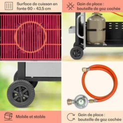 Klarstein Barbecue Gaz Camping 3 Brûleurs à Gaz, Plancha Au Gaz 3 Anneaux De 10.8 KW, Gril à Gaz En Acier Inoxydable, BBQ Exterieur Avec Feu A Gaz, Plancha Gaz Inox, Cuisinière Extérieure Gaz Propane -Jardin Calme Soldes Magasin 93970055 5