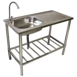 Garten Evier D'extérieur En Acier Inoxydable (camping) - Avec Robinet, Tuyau D'évacuation - 100 X 50,5 X 87 Cm 10 Garten Evier D'extérieur En Acier Inoxydable (camping) - Avec Robinet, Tuyau D'évacuation - 100 X 50,5 X 87 Cm -Jardin Calme Soldes Magasin 94154557 4