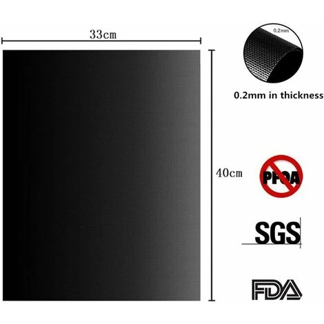 Tapis De Cuisson Pour Barbecue Et Four, Lot De 4 Tapis BBQ Anti-adhérent Réutilisable Nettoyable, Idéal Au Gaz Charbon, 330 X 400 X 0.2 Mm 4 Tapis De Cuisson Pour Barbecue Et Four, Lot De 4 Tapis BBQ Anti-adhérent Réutilisable Nettoyable, Idéal Au Gaz Charbon, 330 X 400 X 0.2 Mm – Image 2