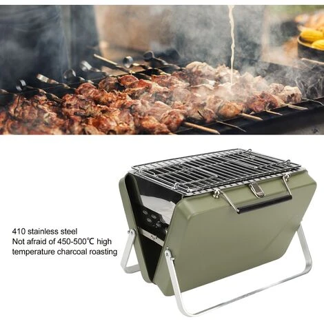 Barbecue à Charbon De Bois Portable Gril Pliant Pour Ordinateur Portable Pour Camping Cuisine En Plein Air Arrière-cour Pique-nique Vert 4 Barbecue à Charbon De Bois Portable Gril Pliant Pour Ordinateur Portable Pour Camping Cuisine En Plein Air Arrière-cour Pique-nique Vert – Image 2