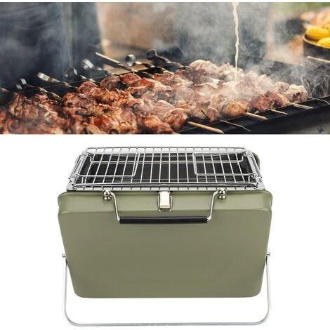 Barbecue à Charbon De Bois Portable Gril Pliant Pour Ordinateur Portable Pour Camping Cuisine En Plein Air Arrière-cour Pique-nique Vert 6 Barbecue à Charbon De Bois Portable Gril Pliant Pour Ordinateur Portable Pour Camping Cuisine En Plein Air Arrière-cour Pique-nique Vert – Image 4