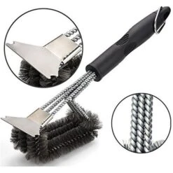 Brosse Barbecue, 4 En 1 Brosse Nettoyage Barbecue Avec Grattoir Et Long Manche, Poils Acier Inoxydable,Nettoyer Grille Barbecue, Accessoire Barbecues Pour Grille à Gaz,Grille Au Charbon De Bois