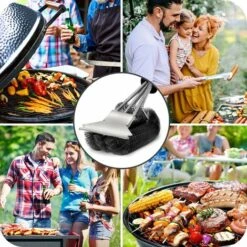 Brosse Barbecue, 4 En 1 Brosse Nettoyage Barbecue Avec Grattoir Et Long Manche, Poils Acier Inoxydable,Nettoyer Grille Barbecue, Accessoire Barbecues Pour Grille à Gaz,Grille Au Charbon De Bois -Jardin Calme Soldes Magasin 94926523 3