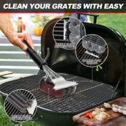 Brosse Barbecue, 4 En 1 Brosse Nettoyage Barbecue Avec Grattoir Et Long Manche, Poils Acier Inoxydable,Nettoyer Grille Barbecue, Accessoire Barbecues Pour Grille à Gaz,Grille Au Charbon De Bois -Jardin Calme Soldes Magasin 94926523 5