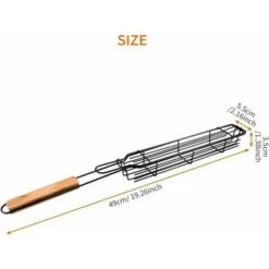 Lot De 4 Paniers à Brochettes Anti-adhésifs Pour Barbecue Avec Poignée En Bois Résistante à La Chaleur Pour Légumes, Crevettes, Fruits De Mer，Panier Barbecue Barbecue Grillades Saucisses Barbecue Pani -Jardin Calme Soldes Magasin 95134356 5