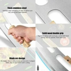 Coupe Pizza, Couteau à Pizza En Acier Inoxydable 35 Avec Manche En Bois,Coupe-pizza Professionnel Avec Manche En Bois Massif CHAM -Jardin Calme Soldes Magasin 95442636 5