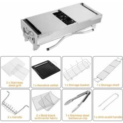 Barbecue à Charbon Pliant Portable, BBQ De Table Avec Double Ailes, Pour Camping Et Pique Nique, Barbecue De Jardin, Avec Poêle à Frire Antiadhésive, 1223075cm 9 Barbecue à Charbon Pliant Portable, BBQ De Table Avec Double Ailes, Pour Camping Et Pique Nique, Barbecue De Jardin, Avec Poêle à Frire Antiadhésive, 1223075cm -Jardin Calme Soldes Magasin 95667747 3