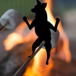 1 Pièce SéRie Noir Hot Dog Guimauve TorréFacteurs Brochette Bâton Drôle GarçOn Bâton De RôTissage Barbecue Fourchettes Pour Feu De Camp Grill -Jardin Calme Soldes Magasin 96124596 3