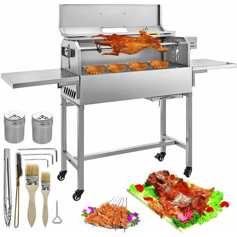 VEVOR Grill Electrique Inox Professionnelle 25W BBQ Tournebroche Gril Barbecue Electrique Avec Pied Sur 4 Roulettes Avec Couvercle Inoxydable Grille 27,5x79 Cm Pour Jardin Cuisine Exterieure Camping 3 VEVOR Grill Electrique Inox Professionnelle 25W BBQ Tournebroche Gril Barbecue Electrique Avec Pied Sur 4 Roulettes Avec Couvercle Inoxydable Grille 27,5x79 Cm Pour Jardin Cuisine Exterieure Camping