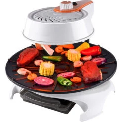 Barbecue électrique De Style Coréen 1500W Grille à Tête Rotative Et Cuisson Homogène