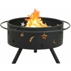 Foyer Avec Tisonnier 76 Cm XXL Acier -Jardin Calme Soldes Magasin 96931848 4