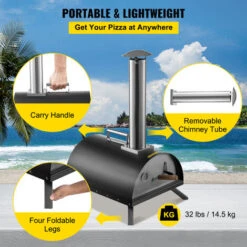 VEVOR Four A Pizza Exterieur Acier Inoxydable Four Portable Pizza 30,48 Cm Avec Port Combustible Charbon Bois Pierre Cuisson Cordierite 500℃ Pour Legumes Jardins Terrasses Patios 600x400x790 Mm -Jardin Calme Soldes Magasin 97365777 4