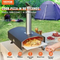 VEVOR Four A Pizza Portable 305 Mm Four A Bois Et Charbon De Bois Exterieur Portable En Inox Et Acier Avec Pierre A Pizza Pieds Repliables Cuisson Rapide 540 ℃ Pour Cuire Pain Camping Barbecue Jardin -Jardin Calme Soldes Magasin 97365843 3