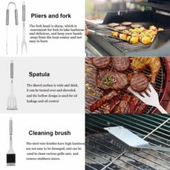 Barbecue Utensils Barbecue Kit,Ensembles D'ustensiles Pour Barbecue,25pcs Accessoires Barbecue Acier Inoxydable STANEW Pour Camping Barbecue Cadeau Homme -Jardin Calme Soldes Magasin 98728148 4