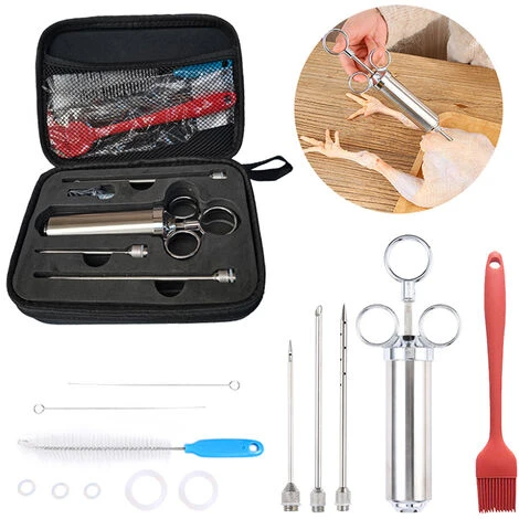 2022 Nouveau Produit Seringue D'assaisonnement En Acier Inoxydable 304, Aiguille à Dinde, Ensemble D'outils Pour Barbecue, Emballage De Boîte Et De Sac - (version Primaire Sac Noir + Petit Pinceau En 3 2022 Nouveau Produit Seringue D'assaisonnement En Acier Inoxydable 304, Aiguille à Dinde, Ensemble D'outils Pour Barbecue, Emballage De Boîte Et De Sac - (version Primaire Sac Noir + Petit Pinceau En