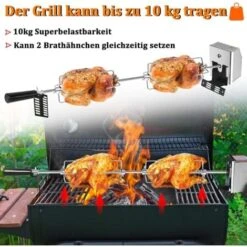 Rôtissoire Pour Barbecue Set De Brochettes à Griller Universelle électrique Avec 2 Aiguilles à Viande Et Moteur NAIZY -Jardin Calme Soldes Magasin 99356607 3