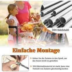 Rôtissoire Pour Barbecue Set De Brochettes à Griller Universelle électrique Avec 4 Aiguilles à Viande Et Moteur NAIZY -Jardin Calme Soldes Magasin 99356686 5
