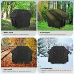 Housse Barbecue, Bache Barbecue, 600D Imperméable Double Couche Avec Boucle Fixe Bilatérale Réglable, Housse Pour Barbecue Weber, Étanche Housse Bâche De Protection BBQ (152cm/60inch) A -Jardin Calme Soldes Magasin 99523527 5