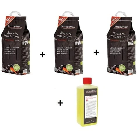 3 Paquets De 2,5 Kg De Charbon De Bois De Hêtre, Avec LotusGrill Et 500 Ml De Gel Combustible, Barbecue LotusGrill 3 3 Paquets De 2,5 Kg De Charbon De Bois De Hêtre, Avec LotusGrill Et 500 Ml De Gel Combustible, Barbecue LotusGrill